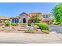 Lovely home with a stone facade, complemented by mature trees and lush landscaping at 2383 E Zion Way, Chandler, AZ 85249