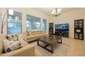 Bright living room featuring neutral furniture, large windows, and stylish decor at 4571 N Arbor Way, Buckeye, AZ 85396