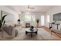 Bright living room featuring a fireplace, ceiling fan, and large windows providing ample natural light at 16 W Encanto Blvd # 26, Phoenix, AZ 85003