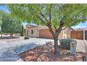 A bright exterior view of the home featuring a well maintained yard and a shade tree at 36255 W Marin Ave, Maricopa, AZ 85138