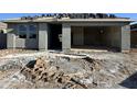 Unfinished home exterior shows stucco walls and garage with materials on the roof awaiting installation at 5515 W Piedmont Rd, Laveen, AZ 85339
