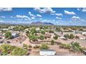 Neighborhood aerial view showcasing lush desert landscaping and mountain views at 833 N 110Th St, Mesa, AZ 85207