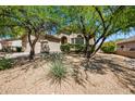 Quaint single story house with desert landscaping and mature trees providing ample shade at 10591 E Morning Star Dr, Scottsdale, AZ 85255