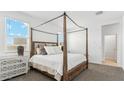 Bright main bedroom featuring a canopy bed, stylish dresser, and ample natural light at 48401 N Duran Way, Gold Canyon, AZ 85118