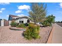 Landscaped front yard with desert plants and a decorative tree at 6715 S Lakeshore Dr, Tempe, AZ 85283