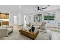 Bright living room with modern furnishings, hardwood floors, and view to the backyard at 2774 E Valencia St, Gilbert, AZ 85296