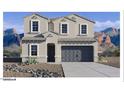 Charming two-story home with stone accents, neutral paint, and mountain views at 7327 W Buckhorn Trl, Peoria, AZ 85383