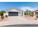 Desert home with a gray garage door, desert landscaping and a tile roof at 9791 N 118Th Way, Scottsdale, AZ 85259
