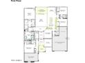 Detailed floor plan illustrating a four-bedroom layout, including a great room and dining area at 10013 S 36Th Ave, Laveen, AZ 85339