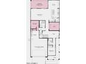 Detailed first floor plan showing the flex room, kitchen, dining area, great room and three car tandem garage at 5848 S Hassett Ave, Mesa, AZ 85212