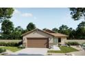 Charming single-story home with a two-car garage, lush landscaping, and inviting curb appeal at 32002 N Pony Express Rd, San Tan Valley, AZ 85143