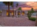 Attractive desert home with palm trees, rock landscaping, and a charming front entrance walkway at 3204 N Jay St, Chandler, AZ 85225