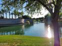 Picturesque community entrance sign with a bridge, pond, and lush landscaping at 24013 N 165Th Ave, Surprise, AZ 85387