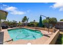 A spacious backyard featuring a sparkling swimming pool surrounded by lush landscaping and a patio area at 3207 W Michigan Ave, Phoenix, AZ 85053