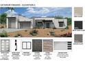 Detailed exterior elevation, elevation C, showing colors, finishes, and materials for a modern gray home at 3283 W Mesquite St, Phoenix, AZ 85086