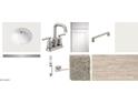 Contemporary bathroom design showcasing vanity sink, white cabinet, and modern hardware and wood-look flooring at 18247 W Camino De Oro --, Surprise, AZ 85387