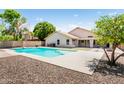Inviting backyard pool surrounded by a concrete patio and desert landscaping at 4684 W Tyson St, Chandler, AZ 85226