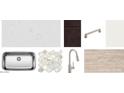 Selection of kitchen finishes, including quartz countertops, dark wood cabinets, and stainless steel appliances at 2654 E Rustler Rd, San Tan Valley, AZ 85140