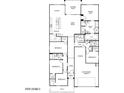 Detailed floor plan showcasing the layout of a home with multiple bedrooms, baths, and an open living area at 36922 N Camarillo Dr, San Tan Valley, AZ 85140
