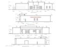 Architectural elevation drawing of the front and side of the house including new additions at 8413 E Belgian Trl, Scottsdale, AZ 85258