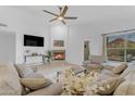 Bright living room featuring a cozy fireplace, comfortable seating, and large windows offering great natural light at 4301 E Abraham Ln, Phoenix, AZ 85050