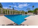 Backyard pool with blue tile surrounded by mature landscaping and a privacy wall at 4532 E Sandra Ter, Phoenix, AZ 85032