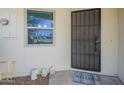 Inviting front entryway with a secure security door and a welcoming 'Welcome' mat at 17441 N Del Webb Blvd, Sun City, AZ 85373