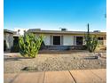 Attractive single-story home boasts desert landscaping with vibrant cacti and low-maintenance gravel at 17441 N Del Webb Blvd, Sun City, AZ 85373
