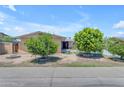 Inviting home exterior with desert landscaping, mature trees, and a rock feature at 4632 W Marlette Ave, Glendale, AZ 85301