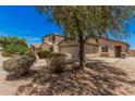 Exterior shot of a single-Gathering home with a well-manicured lawn and gravel, showcasing the home's curb appeal at 2516 E San Manuel Rd, San Tan Valley, AZ 85143