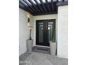 Modern double front door with decorative cactus planters enhancing the home's curb appeal at 1925 E Lane Ave, Phoenix, AZ 85020