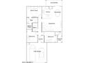 Detailed floor plan showcasing the layout with three bedrooms and an open kitchen-living area at 12438 E Verbina Ln, Florence, AZ 85132