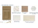 Interior material selections, featuring cabinet, countertop, backsplash, and tile samples at 12550 W Luxton Ln, Avondale, AZ 85323