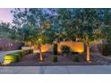 Inviting front yard showcases mature trees, manicured landscaping, and decorative rock at 9582 W Albert Ln, Peoria, AZ 85382