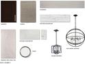 Image of a sample board with finishes for the kitchen and bathroom including cabinets, flooring, and countertops at 15940 W Gray Fox Trl, Surprise, AZ 85387