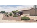 Side view of house, with desert landscaping and trees on a sunny day at 2004 N 108Th Dr, Avondale, AZ 85392