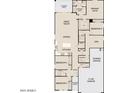 Well-designed floor plan showcasing an open-concept living area, four bedrooms, and a tandem three-car garage at 15752 W Camden Ave, Waddell, AZ 85355