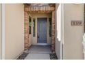 A welcoming front entrance with a gray door surrounded by brick accents at 119 E Camellia Way, San Tan Valley, AZ 85140