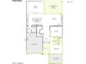 First floor plan featuring a great room, kitchen, dining area, office, and 3-car garage at 1343 E Plum St, Gilbert, AZ 85298