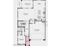 Layout featuring a gourmet kitchen, great room, outdoor living space, and a 2-car garage on the first floor at 5062 N 88Th Dr, Glendale, AZ 85305
