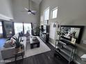 Bright living room with high ceilings, lots of natural light and modern furniture at 2339 E Evans Dr, Phoenix, AZ 85022