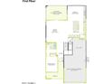 First floor plan featuring a great room, open kitchen, dining area, and three-bay tandem garage at 36007 N Bottling Dr, San Tan Valley, AZ 85140
