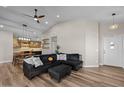 Comfortable living room with vaulted ceilings, recessed lighting, and an open floor plan at 718 E Devon Dr, Gilbert, AZ 85296