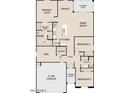 Open-concept floor plan featuring a large great room, kitchen with island, primary suite, and two additional bedrooms at 16182 W Bajada Rd, Surprise, AZ 85387