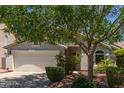Charming single-Gathering home featuring a well-manicured front yard, mature trees, and a two-car garage at 1628 E Aspen Ave, Buckeye, AZ 85326