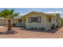 A cozy single-story home with desert landscaping featuring cacti and a young palm tree at 5309 E Butte St, Mesa, AZ 85205