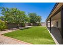 Large backyard with a well-maintained lawn and covered patio, perfect for entertaining at 3839 E Friess Dr, Phoenix, AZ 85032