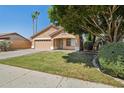 Inviting single-Gathering home with a well-maintained lawn, mature trees, and a two-car garage at 1156 N San Benito Dr, Gilbert, AZ 85234