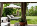 Relaxing backyard retreat with lounge chairs, hammock, and lush greenery at 8068 E Del Trigo Rd, Scottsdale, AZ 85258
