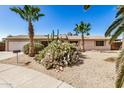 Attractive home featuring low-maintenance desert landscaping, palm trees, and a two-car garage at 2018 W Taro Ln, Phoenix, AZ 85027